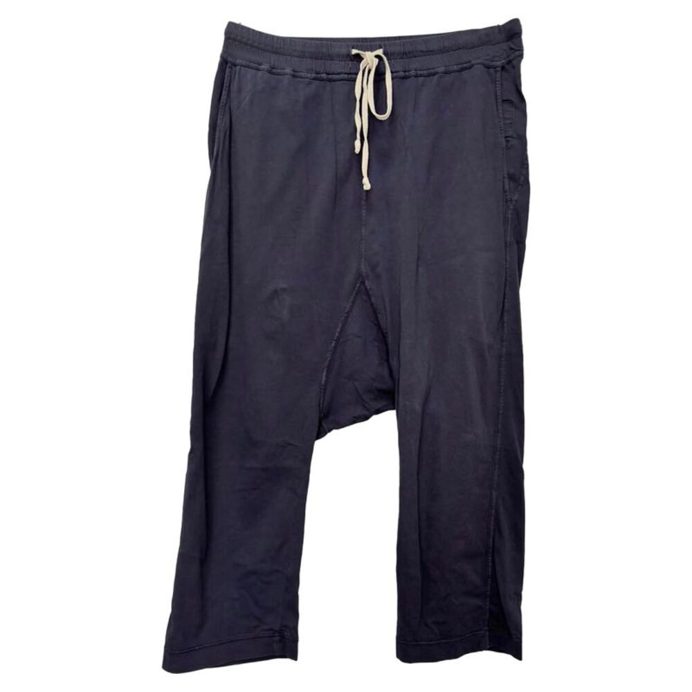 Rick Owens DRKSHDW Drawstring Pants in Navy Blue Cotton